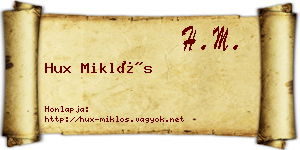 Hux Miklós névjegykártya